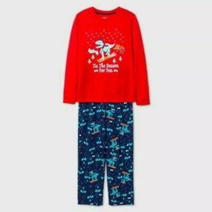 Cat & Jack T-Rex Dinosaur Christmas boys XS 4/5 pajamas set